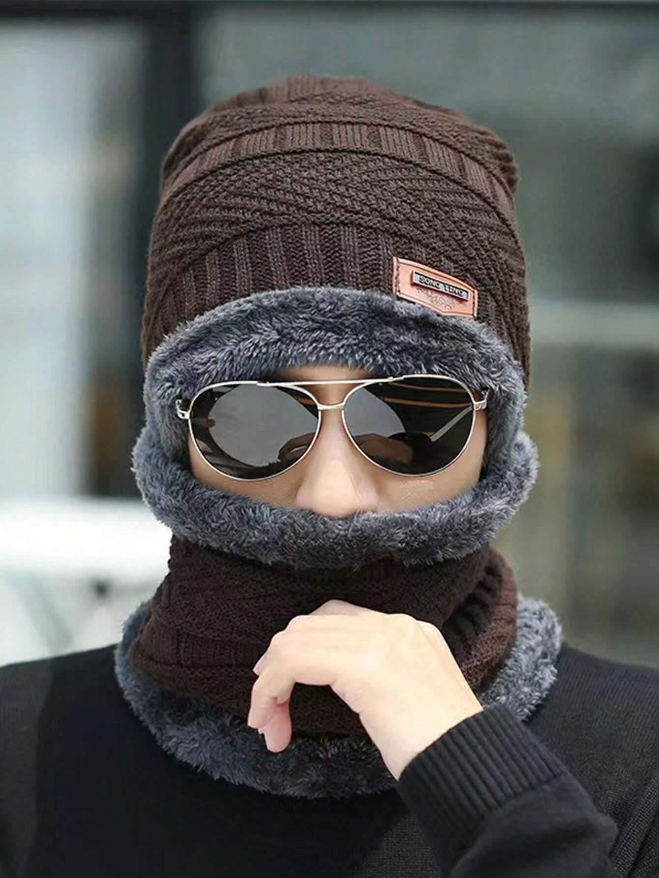 Head & Neck Cap Beanies Combo - woolen winter beanie cap with neck warmer muffler for men and women