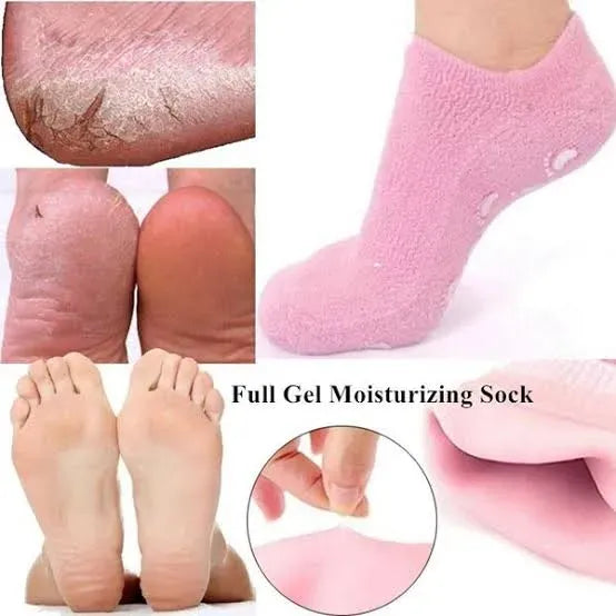 Reusable Silicone Spa Gel Socks For Dry Feet And Cracked Heel Treatment – Moisturizing Hydrating Softening And Skin Smoothing Overnight Foot Care