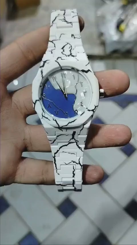 Tiger Aura Watch Stylish Design Durable Build Comfortable Strap Clear Display Perfect For Daily Wear And Special Occasions - Black and White Dial